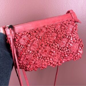 Hobo Intl ADAGIO medium Adjustable Coral Leather Crossbody Bag 6x9 inches